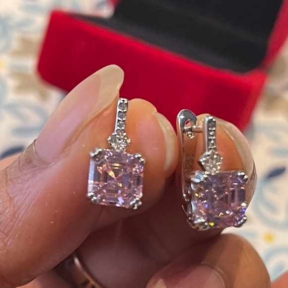 Solid Sterling silver pink 925 cute hoops - Picture 4 of 5